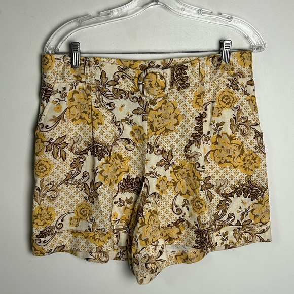 Madison D Amelie 10 Linen High Waist Shorts Feminine Summer Floral Vacation - Picture 1 of 13